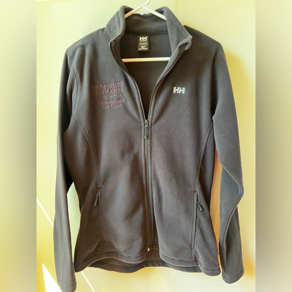 Helly Hansen Full Zip Cardigan Fleece Black Berkshire Hathaway‎ XL